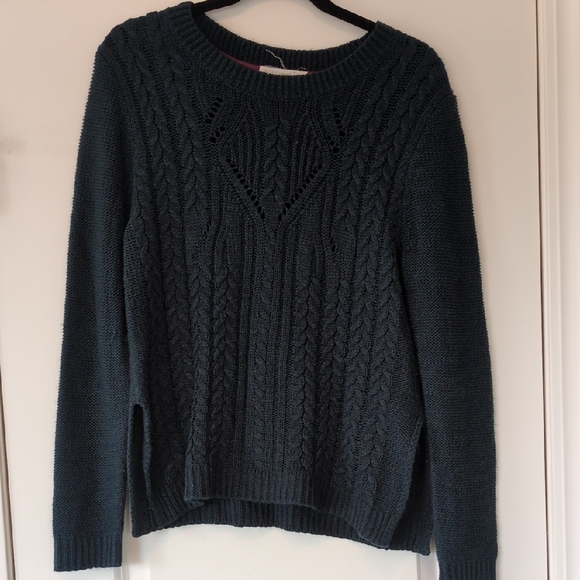 Hint of Mint Cable Knit Sweater - Deep Green - Picture 1 of 4